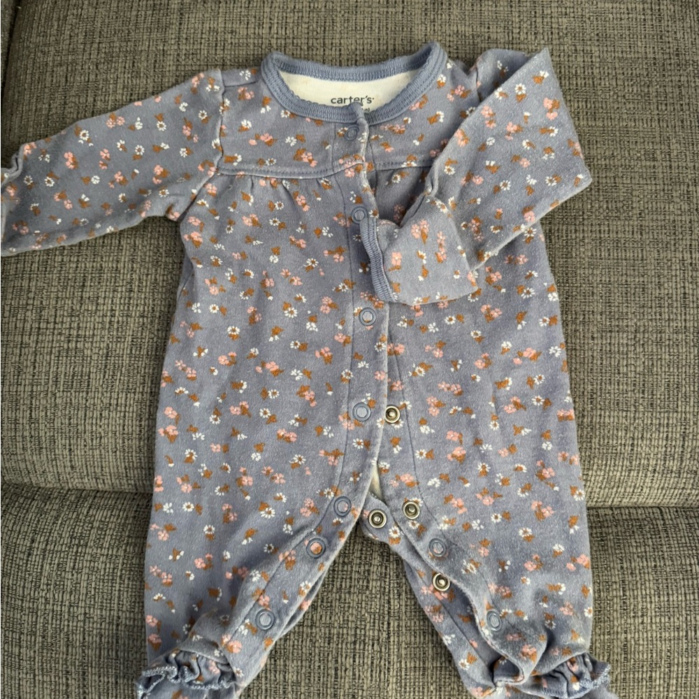 Carter's Floral Kids Footie - Blue and Orange